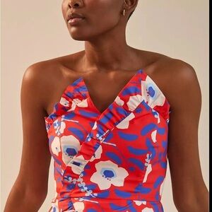 Hutch Red and Blue Floral Crop Top